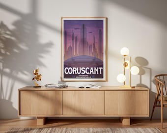 Star Wars Travel Print: Coruscant Retro Vintage Fantasy Wall Art Movie Poster Gift