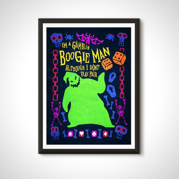 Nightmare Before Christmas Movie Poster Oogie Boogie Tim Burton Print - Home Decor Wall Art Gift