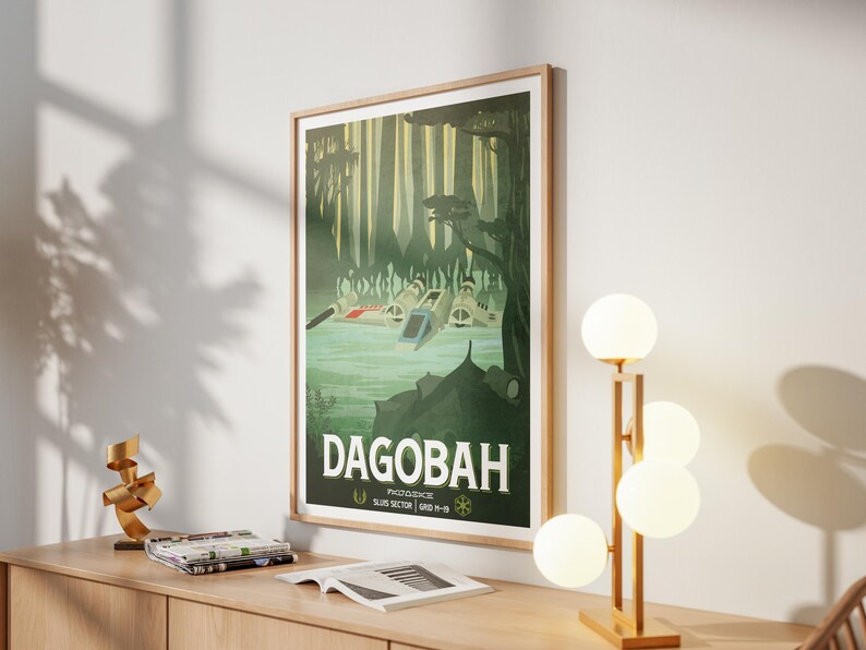 Star Wars Travel Print: Dagobah Yoda Retro Vintage Fantasy Wall Art Movie Poster Gift image 2