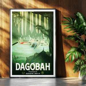 Star Wars Travel Print: Dagobah Yoda Retro Vintage Fantasy Wall Art Movie Poster Gift image 4