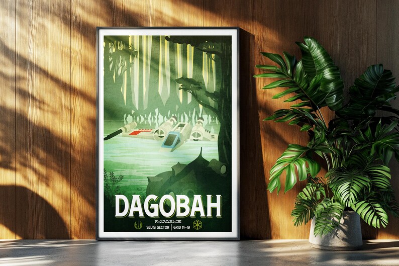 Star Wars Travel Print: Dagobah Yoda Retro Vintage Fantasy Wall Art Movie Poster Gift image 4