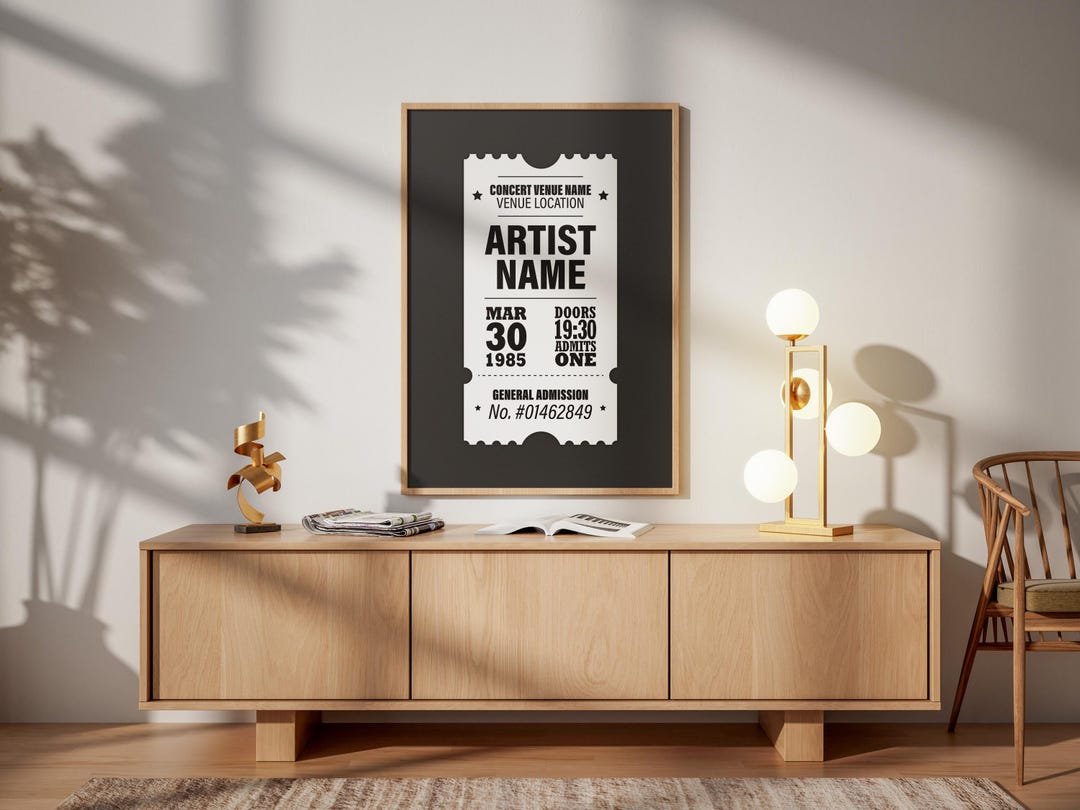 Custom Poster: Personalized Concert Ticket Stub Gig Retro Wall Art