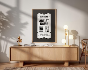 Custom Poster: Personalized Concert Ticket Stub Gig Retro Wall Art Home Birthday Anniversary Gift