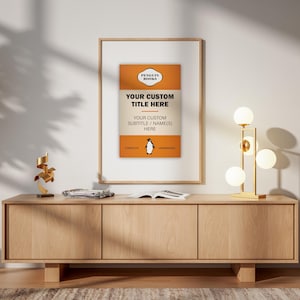 Póster personalizado: Libro de pingüinos personalizado, arte de pared retro, decoración para el hogar, regalo de cumpleaños o aniversario.