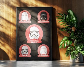 Star Wars Minimalist Poster: First Order Stormtrooper Retro Sci-Fi Wall Art Print Gift