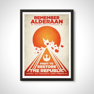 Star Wars Movie Poster Rebel Alliance Propaganda Alderaan Print - Home Decor Wall Art Gift