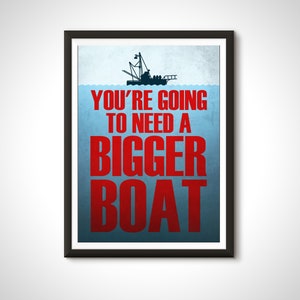 Jaws Movie Poster Quint Sherriff Brody Typography Quote Print - Home Decor Wall Art Gift