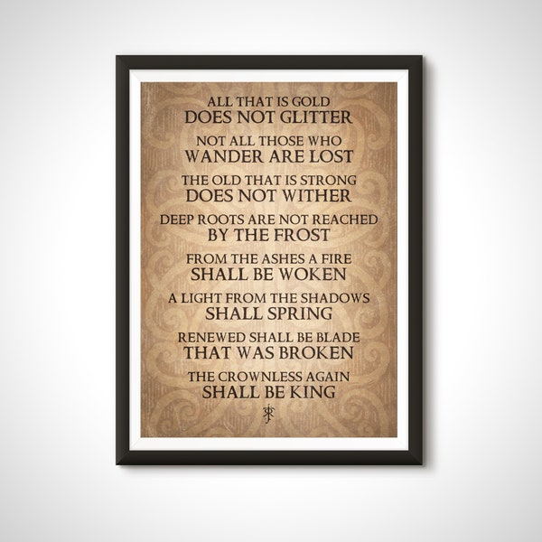 Lord of the Rings Movie Poster Blade That Was Broken Poem Print - LOTR Home Decor Tolkien Wall Art Gift