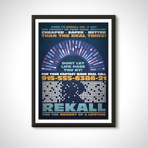 Total Recall Film Poster 80er Jahre Rekall Werbung - Retro Werbung Arnold Schwarzenegger Kunst Geschenk