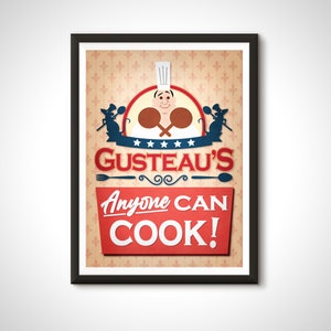 Gusteau&#39;s Restaurant Bar Sign Disney Ratatouille Movie Poster Print - Home Decor Wall Art Gift