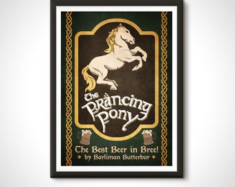Póster de la película El Señor de los Anillos, letrero de bar con el Pony Rampante - Impresión - Decoración del hogar, arte de pared, regalo de Tolkien en la Tierra Media