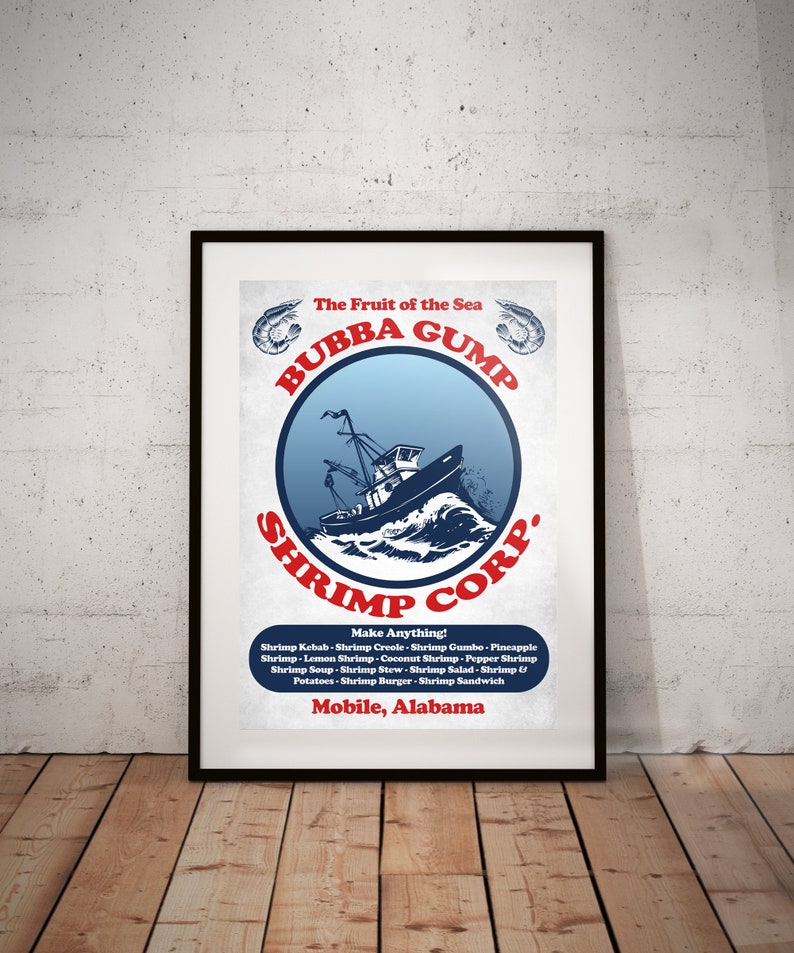 Forrest Gump Movie Poster Bubba Gump Shrimp Print Home Decor Etsy Canada