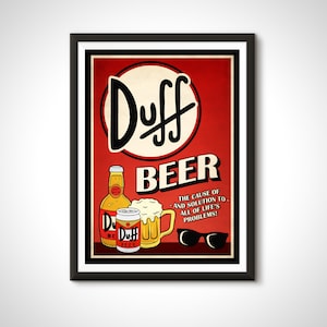 The Simpsons TV Movie Poster Duff Beer Ad Print - Home Decor Retro Ad Wall Art Gift