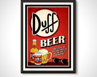 The Simpsons TV Movie Poster Duff Beer Ad Print - Home Decor Retro Ad Wall Art Gift