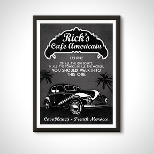 Manifesto del film Casablanca, cartello del bar Cafe Americain, stampa - Decorazione da parete per la casa, regalo