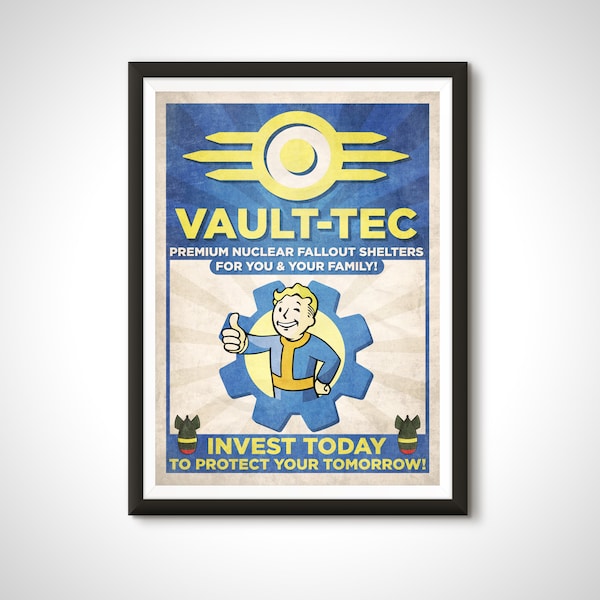Fallout Game Poster Vault Tec Vault Boy Advert Gaming Print - Home Decor Retro Ad Wall Art Gift
