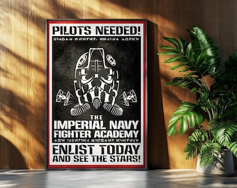 Star Wars Movie Poster: Galactic Empire Pilot Retro Propaganda Sci-Fi Wall Art Print Gift