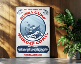 Forrest Gump Movie Poster: Bubba Gump Shrimp Retro Ad Home Decor Wall Art  Print Gift - Etsy