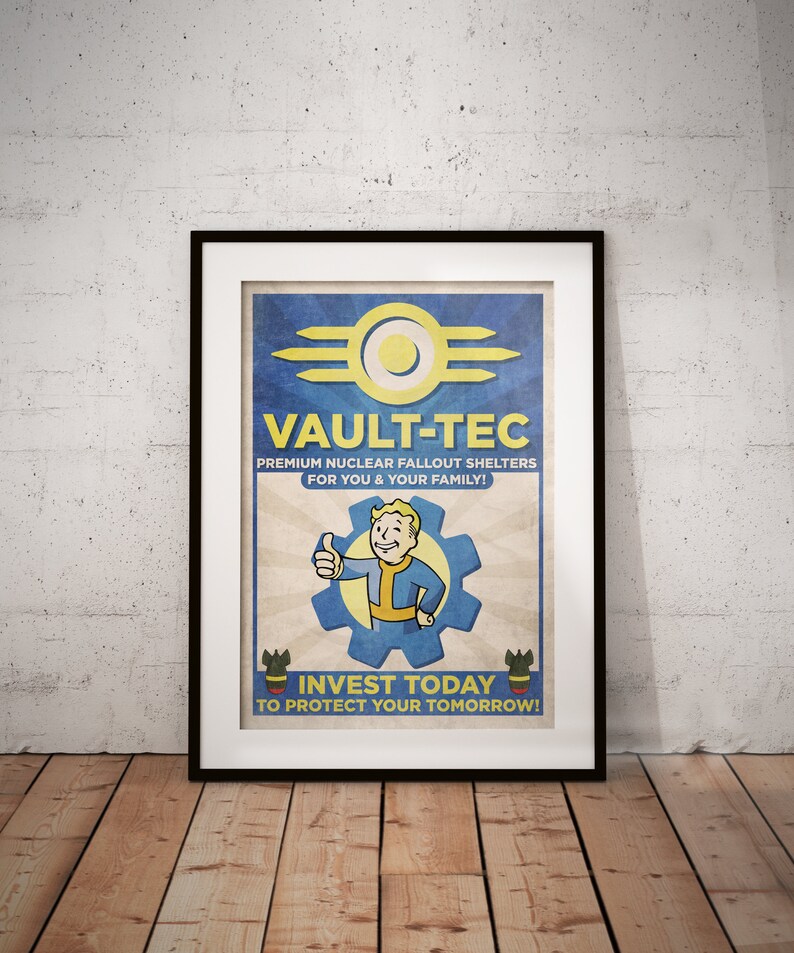 Fallout game poster vault tec vault boy advert gaming print etsy canada