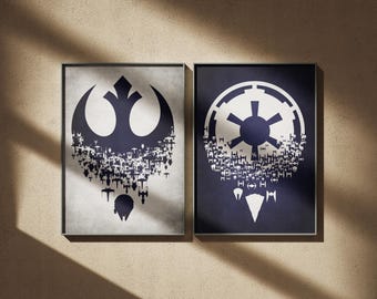 Star Wars Minimalist Film Poster Set: Rebellenallianz Galaktisches Imperium Retro Wand Kunst Druck