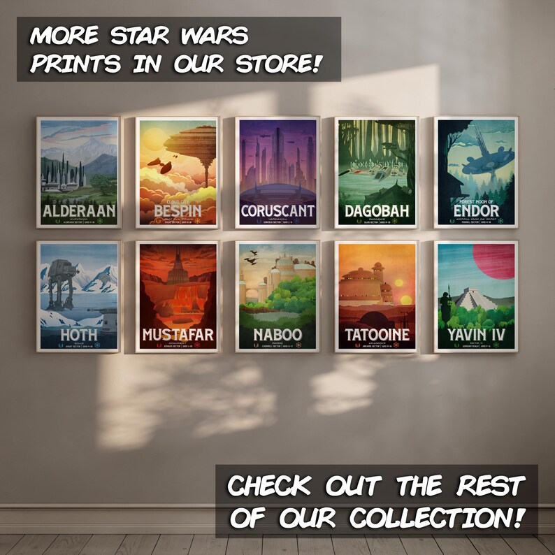 Star Wars Travel Print: Dagobah Yoda Retro Vintage Fantasy Wall Art Movie Poster Gift image 5