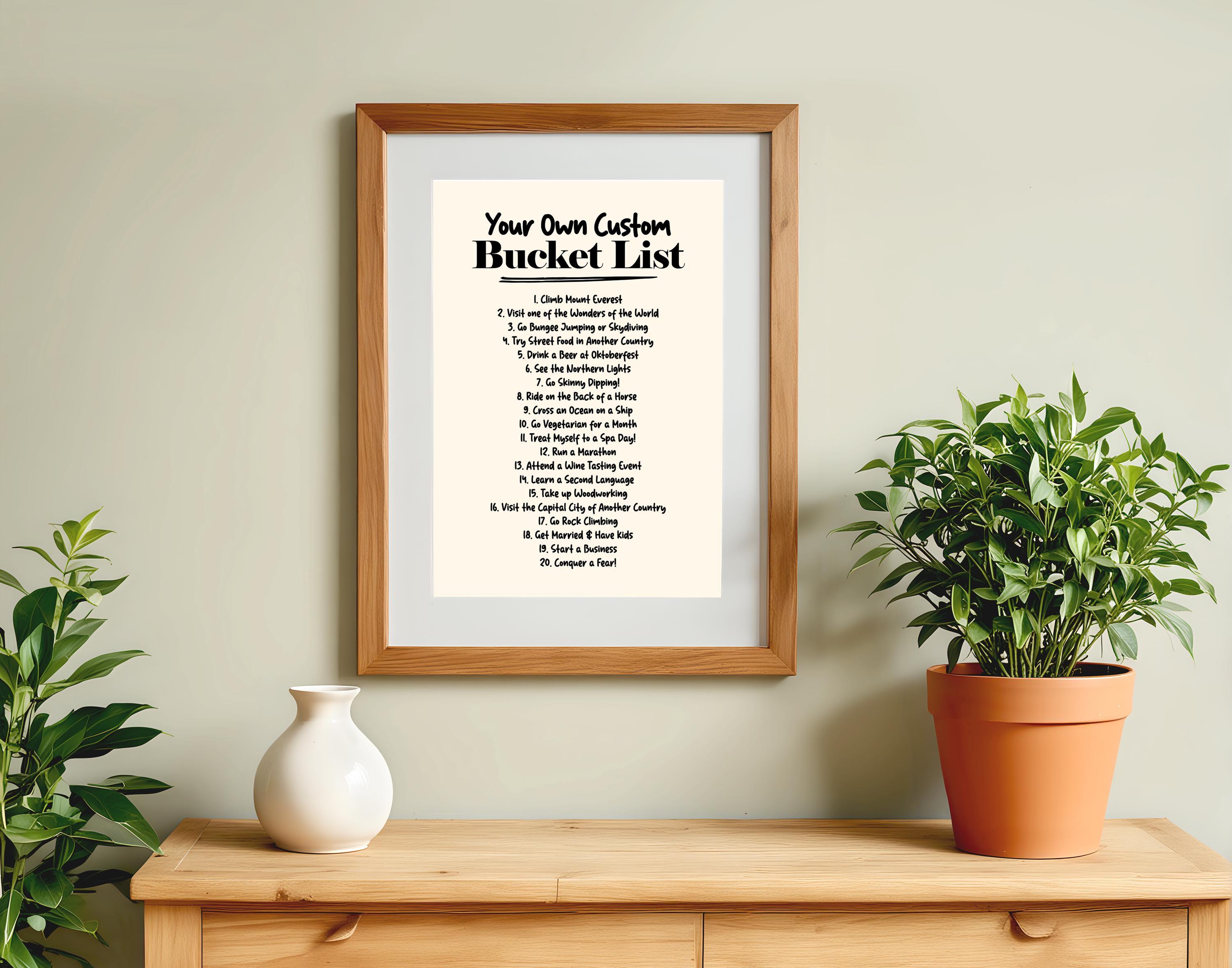 Custom Poster: Personalized Bucket List Checklist Wall Art Home Decor ...