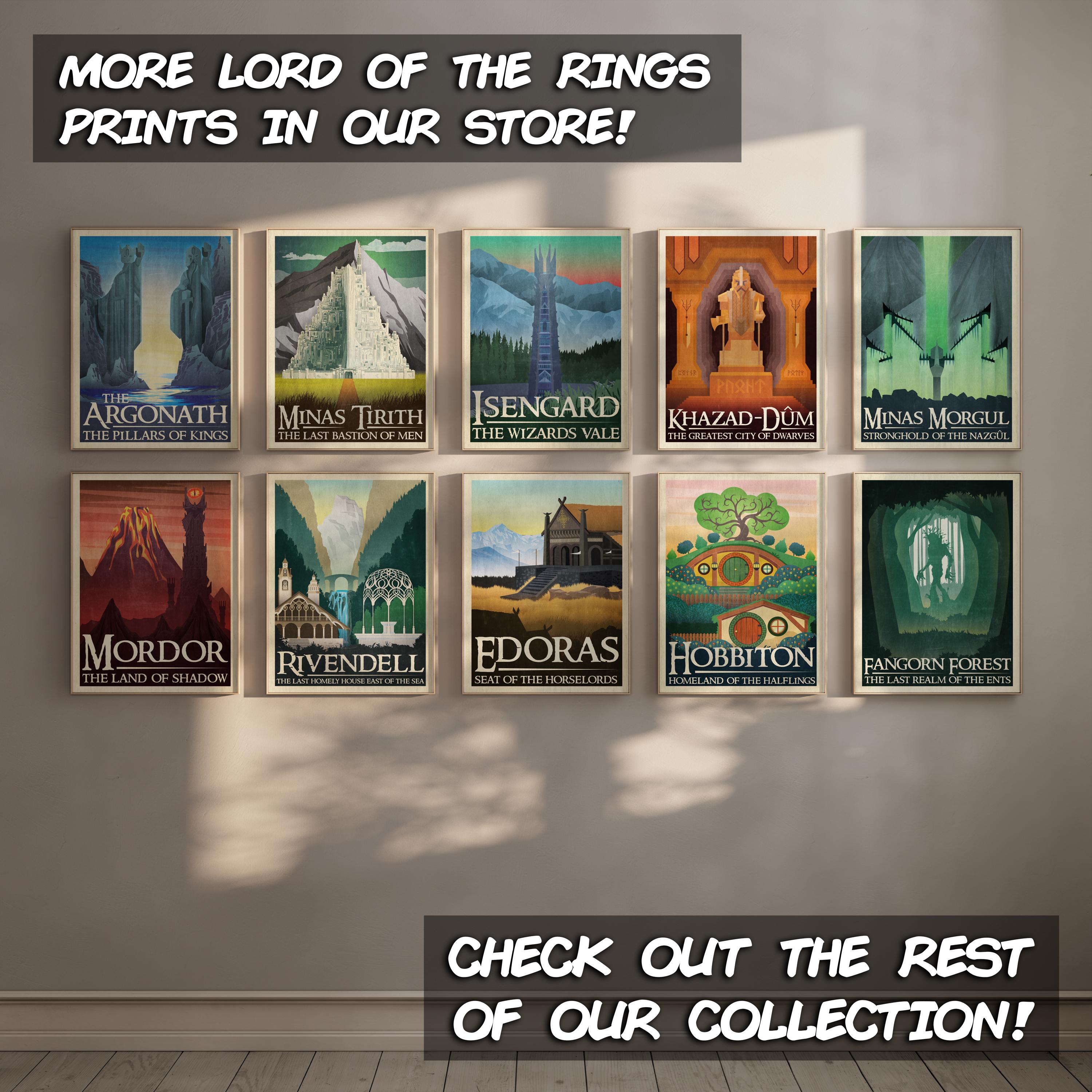 Lord of the Rings Travel Print: Rivendell Elvish Retro Vintage Fantasy ...
