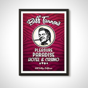 Manifesto del film Ritorno al futuro, stampa pubblicitaria di Biff Tannen - Decorazione per la casa del casinò, pubblicità retrò, regalo artistico da parete