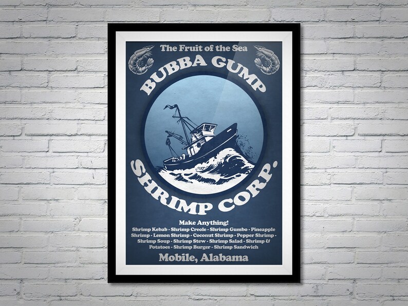 Forrest Gump Movie Poster Bubba Gump Shrimp Print Home Decor Etsy
