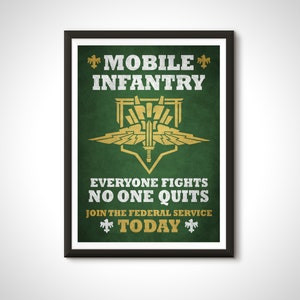 Starship Troopers Movie Poster Mobile Infantry Recruitment Propaganda Sign Print - Home Decor Wall Art Gift