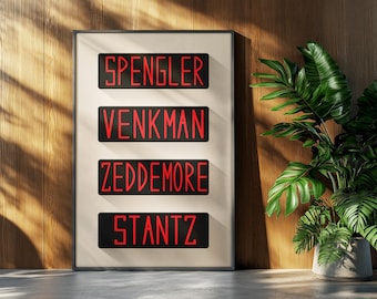 Poster Ghostbusters: minimalista Venkman Spengler Stantz Retro Wall Art Home Decor Gift
