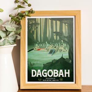 Star Wars Travel Print: Dagobah Yoda Retro Vintage Fantasy Wall Art Movie Poster Gift image 3