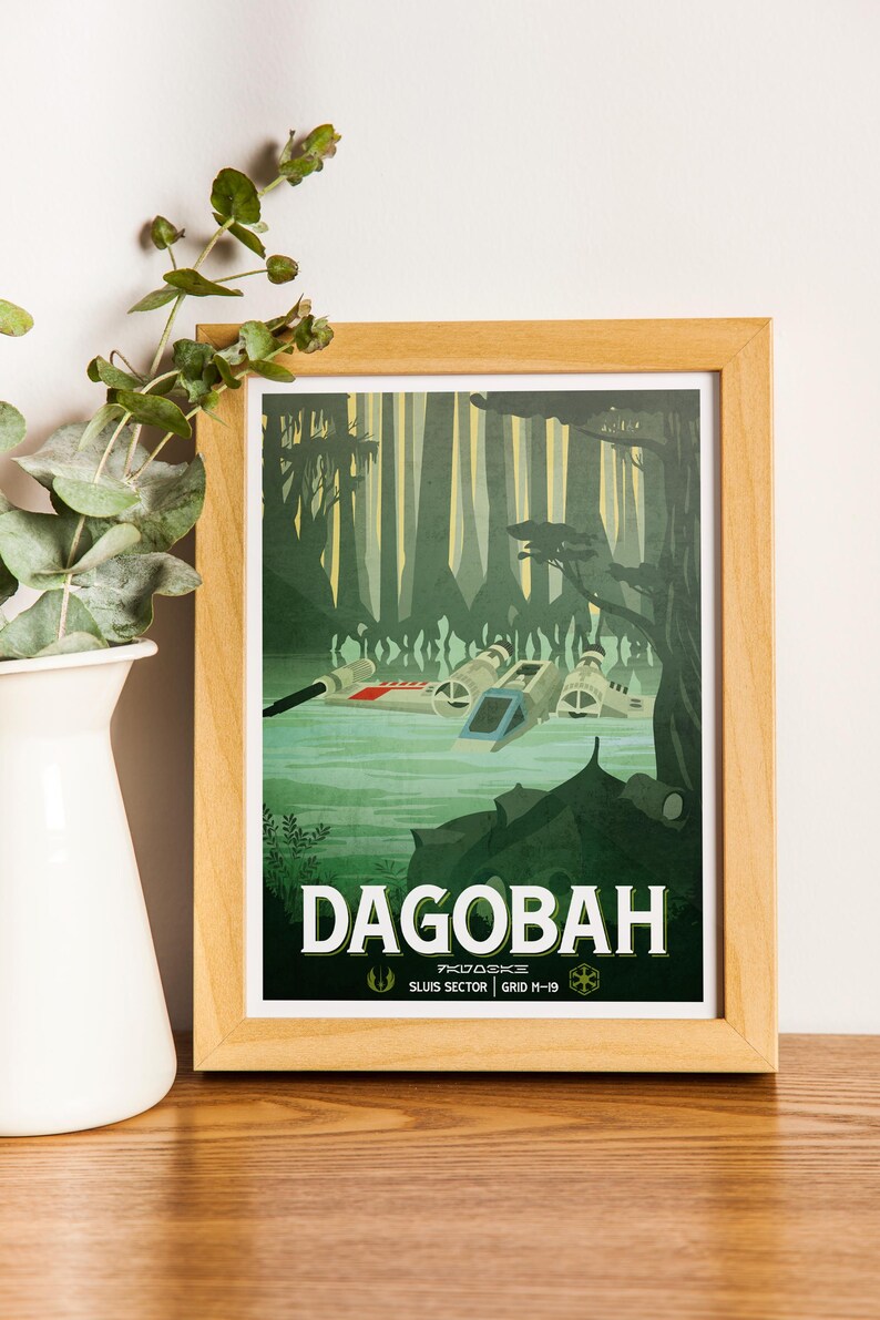 Star Wars Travel Print: Dagobah Yoda Retro Vintage Fantasy Wall Art Movie Poster Gift image 3
