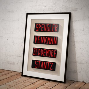 Ghostbusters Movie Poster Name Tags Venkman Spengler Stantz Print ...