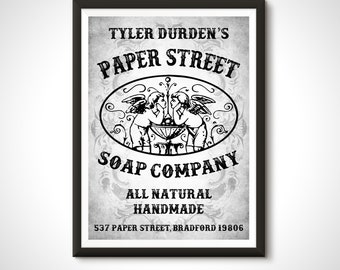 Fight Club Movie Poster Tyler Durden Soap Advert Print - Home Decor Retro Ad Wall Art Gift