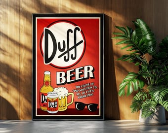 Simpsons TV-filmaffisch: Duff Beer Homer Simpson Retroannons Heminredning Väggkonsttryck Gåva