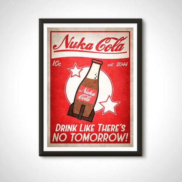 Fallout Game Poster Nuka Cola Vault Boy Advert Gaming Print - Home Decor Retro Ad Wall Art Gift