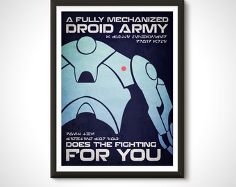 Star Wars Movie Poster Separatist Propaganda Battle Droid Army Print - Home Decor Wall Art Gift