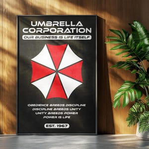 Resident Evil Movie Poster: Umbrella Corporation Retro Ad Home Decor Wall Art Print Gift