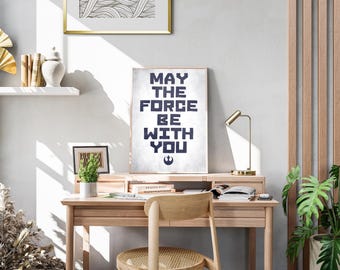 Star Wars Poster: The Force Classic Skywalker Minimalist Typography Quote Print Retro Wall Art Gift