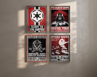 Star Wars Propaganda Poster Set: Galactic Empire Recruitment Stormtrooper Retro Ad Wall Art Prints