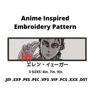 Archivo de bordado / Bordado inspirado en anime / Descarga instantánea / Bordado a máquina / Archivo de anime digital / Múltiples tamaños