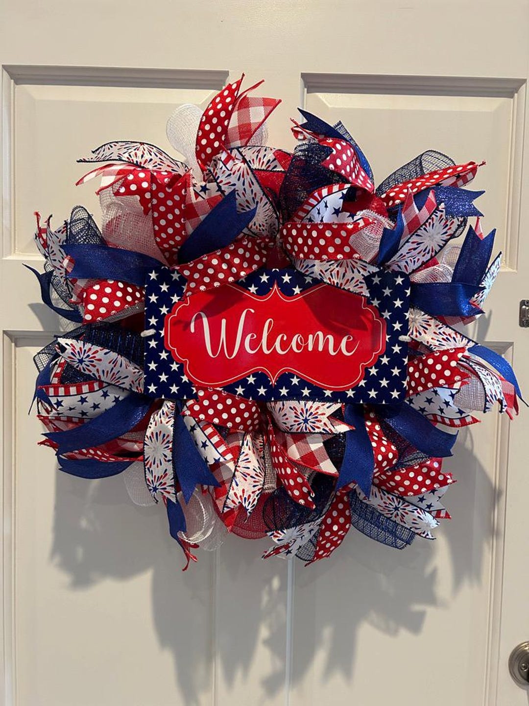 Patriotic Wreath, Red White Blue Deco Mesh, 4th of July Decor - Etsy