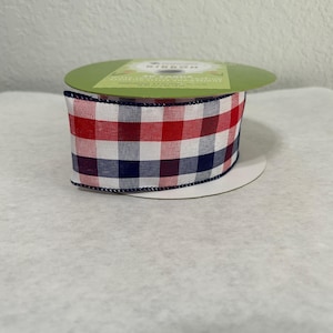 Navy, Red, and White Plaid: 2.5" Wired Ribbon