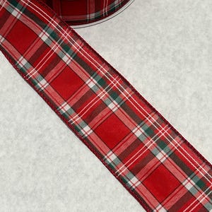 Christmas Plaid Wired Ribbon, 2.5” Christmas Ribbon, Red and Green Plaid Wired Ribbon, 2.5” Wired Ribbon, Red and Green Plaid