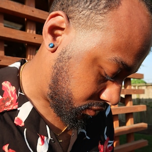 Mens Studs, Unisex Studs, Blue and Black Studs, Mens Earrings, Unisex Earrings, Polymer Clay Earrings, Clay Earrings, Studs, Blue Earrings