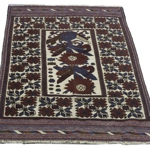 BLO406 New Area Carpet Turkish Rug Turkmen Hand Knotted Rugs 4x6 ft hand made embossed erase heritage Balochi rug Oriental Wool Rug