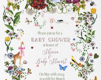 Blank Party Template | Enchanted Forest- & Jungle Animals | Editable Digital Download, Bring a book for your baby. Welcome sign