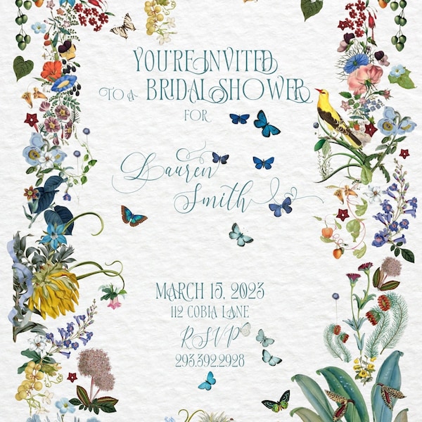 Butterfly Blank Invitation Etsy