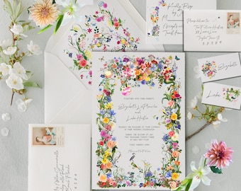 Floral Garden Wedding Invitation Template | DIY Canva Artwork (Digital Download)